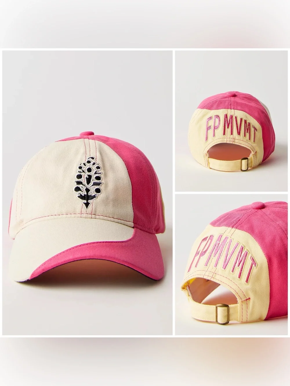 NWT Free People FP Movement Rule The Court Baseball Hat pink combo - one size OS